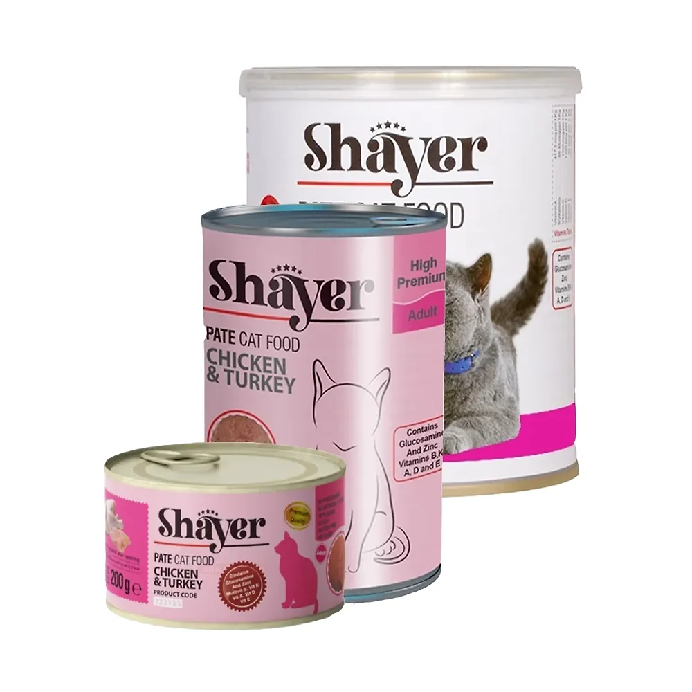 خرید و قیمت کنسرو گربه مدل پته ای با طعم مرغ و بوقلمون شایر