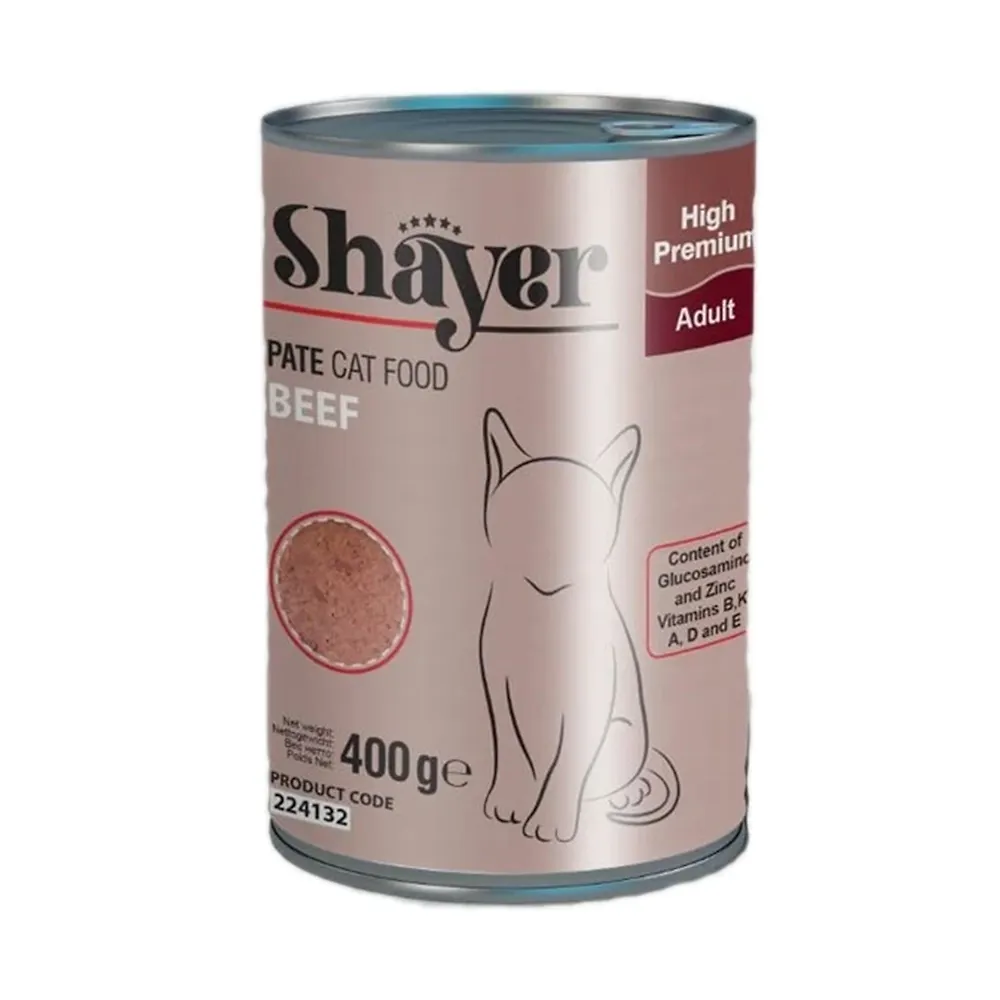 خرید و قیمت کنسرو گربه مدل پته ای با طعم گوشت قرمز شایر ۴۰۰ گرمی