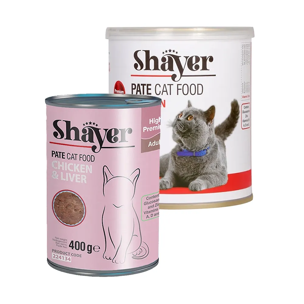 خرید و قیمت کنسرو گربه مدل پته ای با طعم مرغ و جیگر شایر