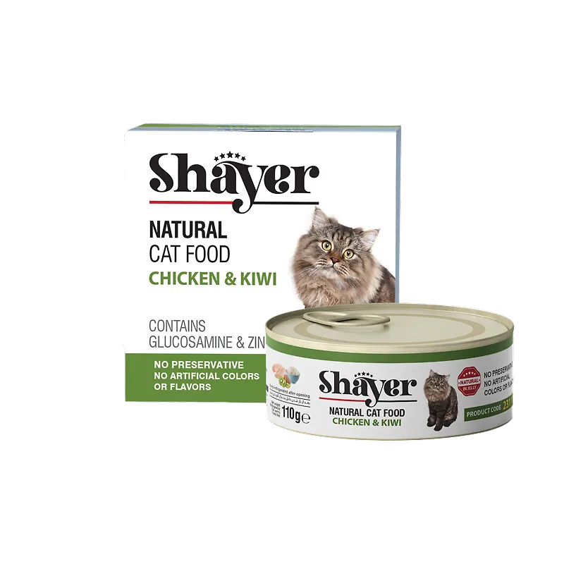 خرید و قیمت کنسرو گربه مدل نچرال با طعم مرغ و کیوی شایر