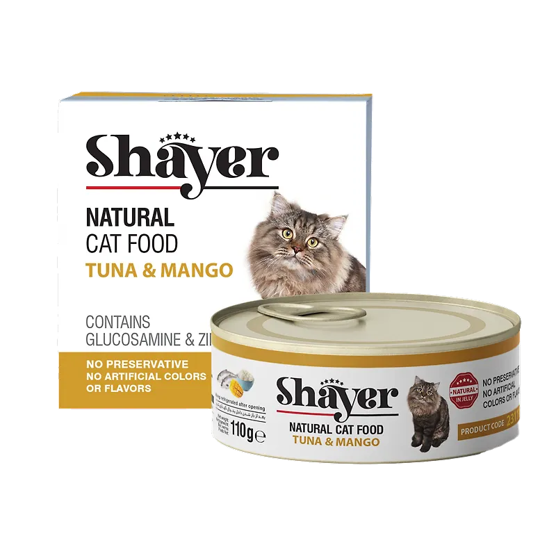 خرید و قیمت کنسرو گربه مدل نچرال با طعم ماهی و انبه شایر