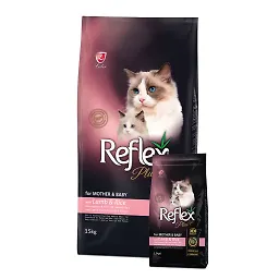 غذای خشک گربه مادر و نوزاد با طعم گوشت بره و برنج رفلکس پلاس