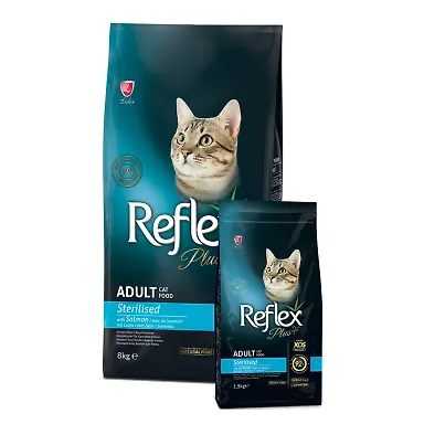 غذای خشک گربه عقیم شده بالغ با طعم ماهی سالمون رفلکس پلاس