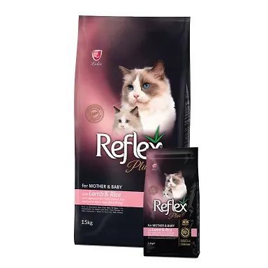 غذای خشک گربه مادر و نوزاد با طعم گوشت بره و برنج رفلکس پلاس