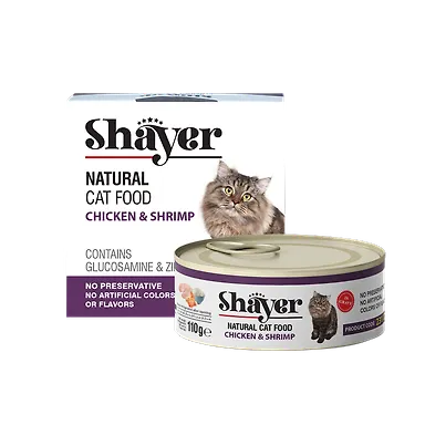 خرید و قیمت کنسرو گربه مدل نچرال با طعم مرغ و میگو شایر