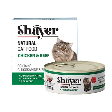 خرید و قیمت کنسرو گربه مدل نچرال با طعم مرغ و بیف شایر