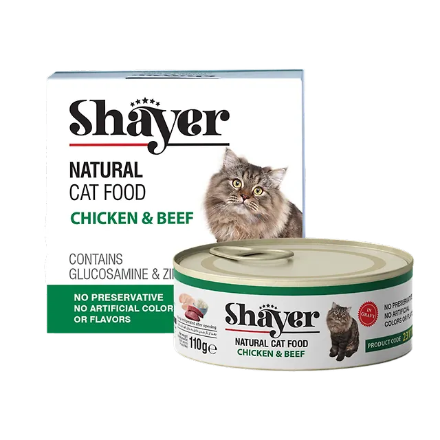خرید و قیمت کنسرو گربه مدل نچرال با طعم مرغ و بیف شایر